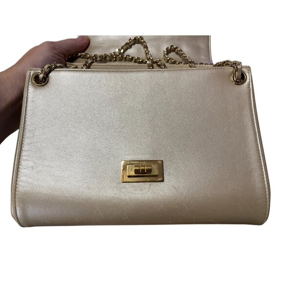 CHANEL Chocolate Bar Soft Gold Chain Bag Shoulder Crossbody 2 Way Metallic CC - Picture 16 of 16